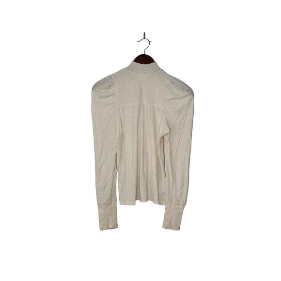 Nation LTD Size M Tabitha Smocked Turtleneck Top with Cuffed Sleeves in Cream - Picture 2 of 5